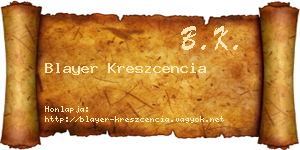 Blayer Kreszcencia névjegykártya
